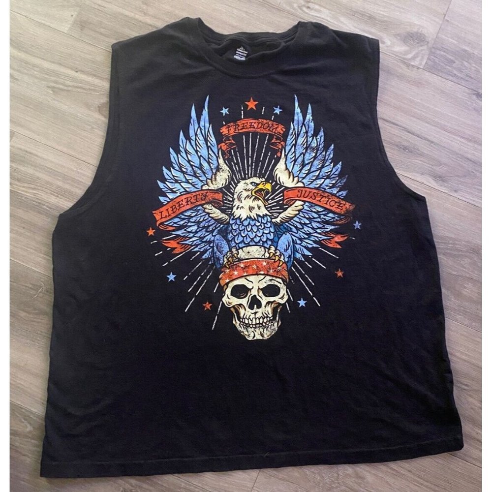 Celebrate Patriotic Sleeveless Mens Black Tank Top 4th of July Eagle Freedom 2XL